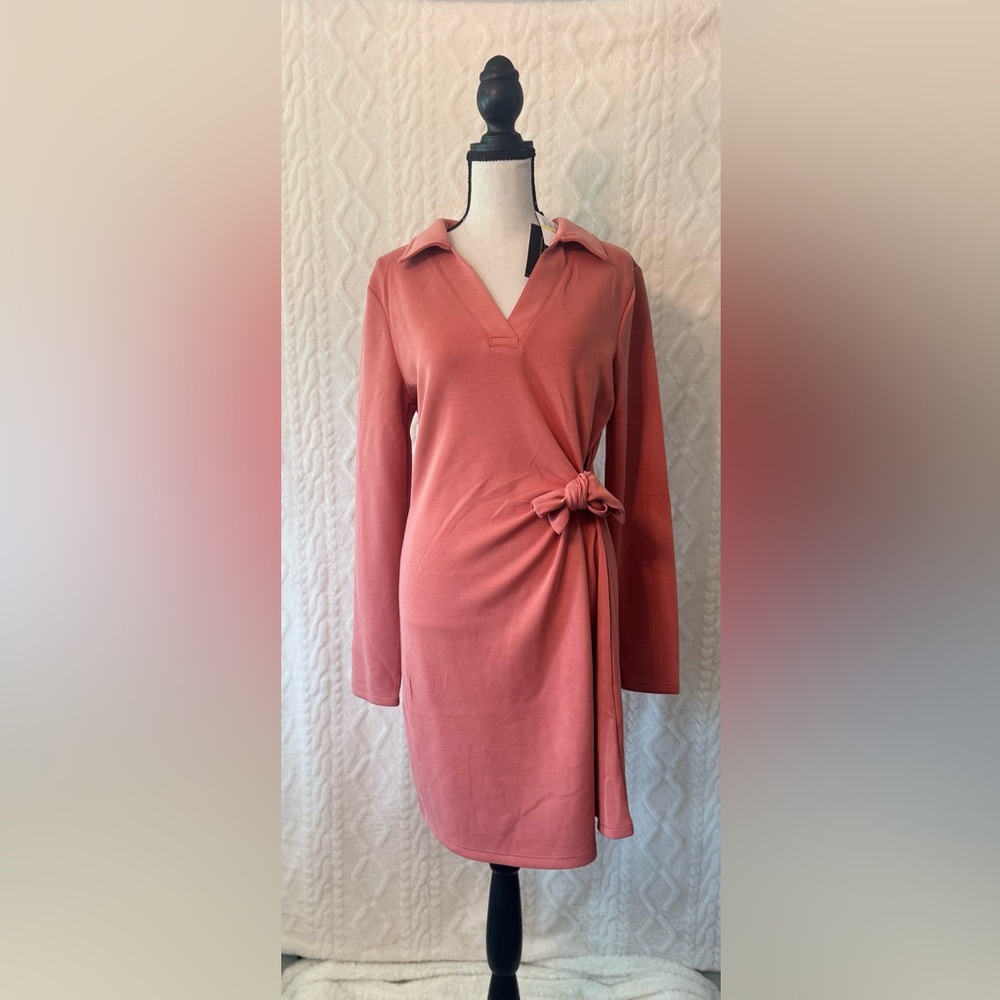 Casual Pink Long-Sleeve Dress